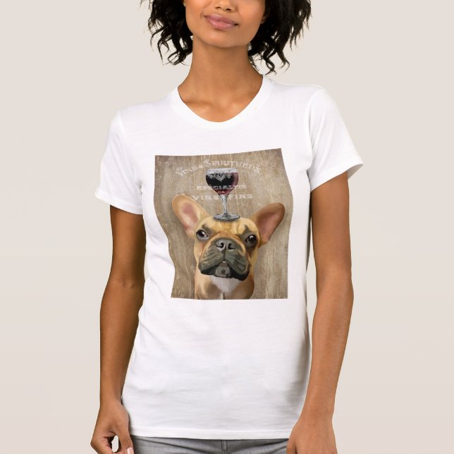 Hund Au Vin, Fransk Bulldog T Shirt (Framsida)