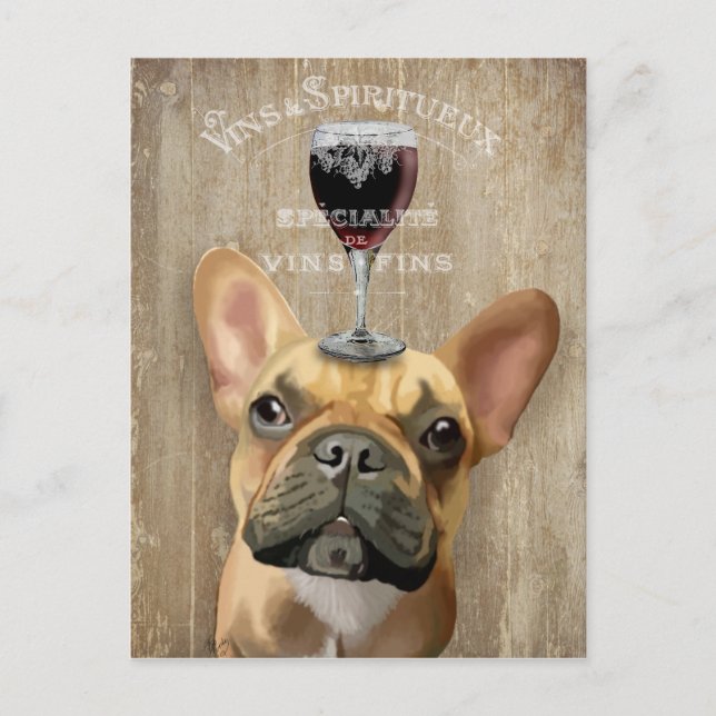 Hund Au Vin, Fransk Bulldog Vykort (Framsida)