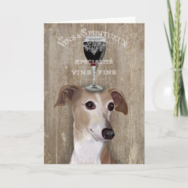 Hund Au Vin Greyhound Kort (Framsida)
