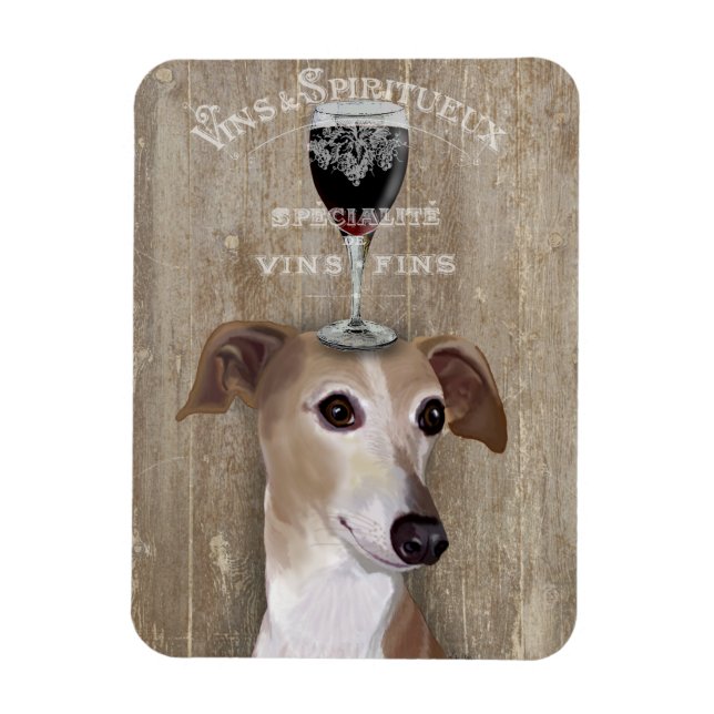 Hund Au Vin Greyhound Magnet (Vertikal)