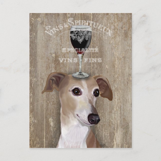 Hund Au Vin Greyhound Vykort (Framsida)