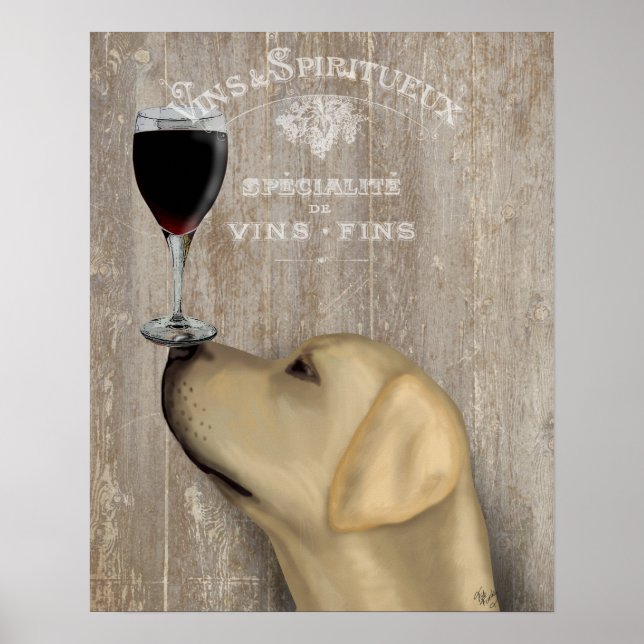 Hund Au Vin Gult Labrador Poster (Framsidan)