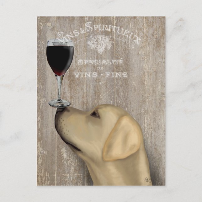 Hund Au Vin Gult Labrador Vykort (Framsida)