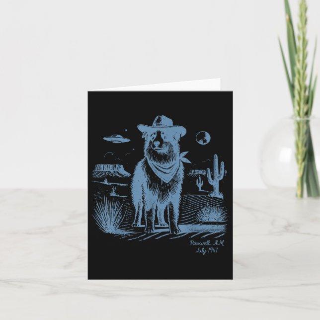 Hund Aussie Vintage Ufo Western Kort (Framsida)