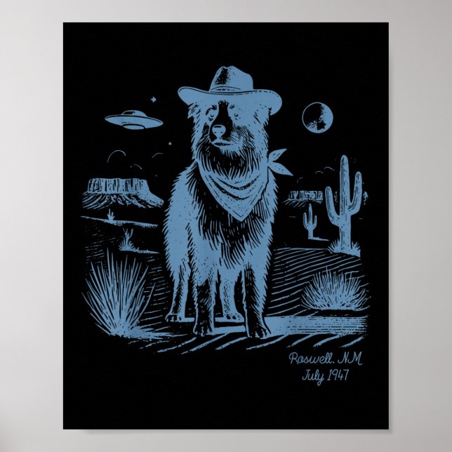 Hund Aussie Vintage Ufo Western Poster (Framsidan)