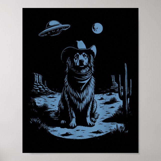 Hund Aussie Vintage Ufo Western Poster (Framsidan)