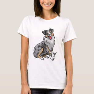 Hund - Australian shepherd - Blå Merle T Shirt