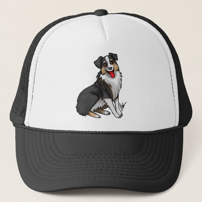 Hund - Australian shepherd - Black Tri Keps (Framsida)