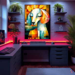 Hund av abstrakt - Geometriskt djurskydd Poster