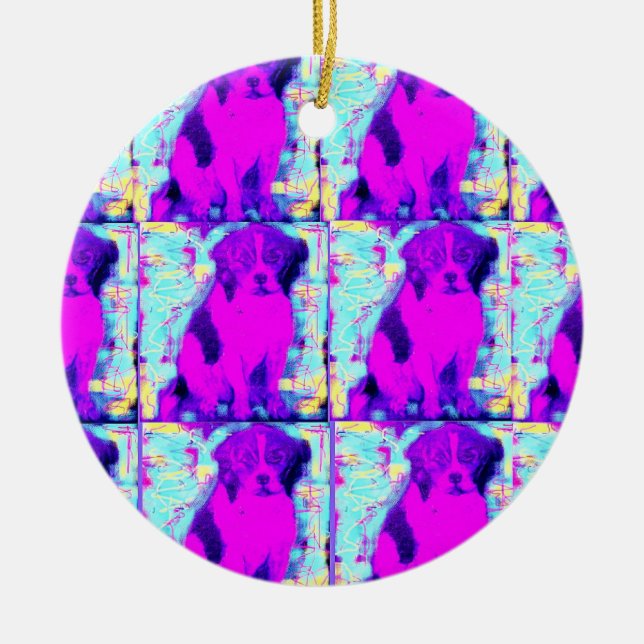 hund av beagle julgransprydnad keramik (Framsidan)