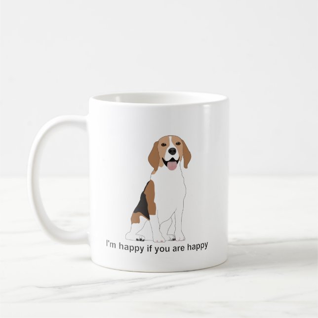 Hund av Beagle-ras med öppen mun Kaffemugg (Vänster)