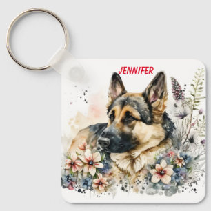 Hund av betäckande tyska shepherd nyckelring