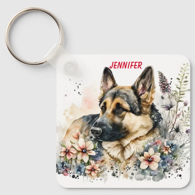 Hund av betäckande tyska shepherd nyckelring (Framsida)