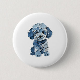 Hund av Cute Denim Patchwork Knapp