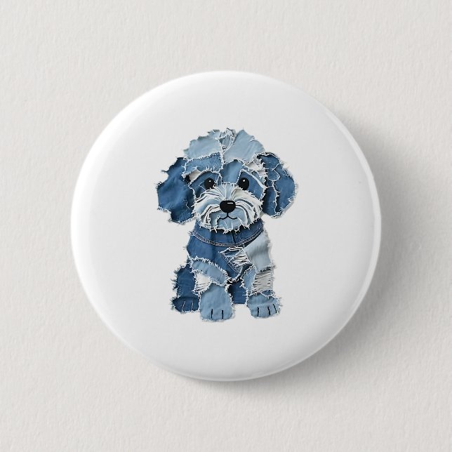 Hund av Cute Denim Patchwork Knapp (Framsida)