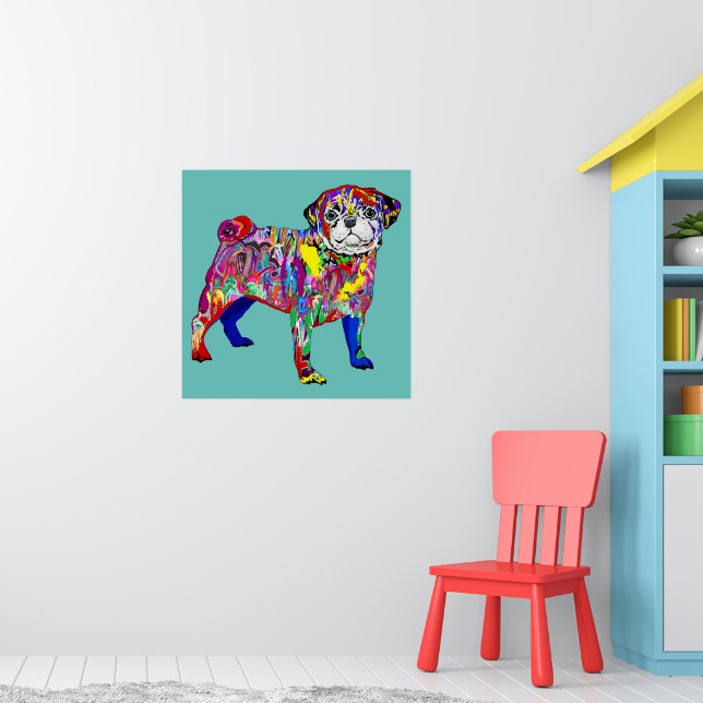 Hund av färgad gatupug stil poster (Barnkammare 1)