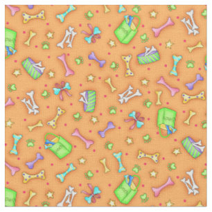 Hund av färgstark Orange Bone Pet Art Fabric Tyg