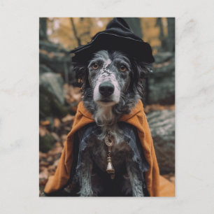 Hund av fläckig Halloween Vykort