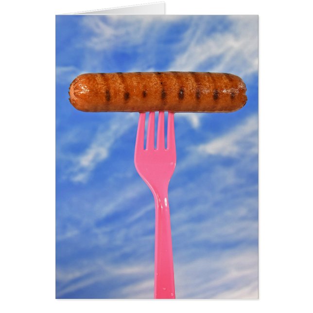 hund av grillad hett på gaffel hälsningskort (Framsidan)
