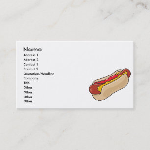 hund av hett i bun med ketchup- och senapsgrafik visitkort