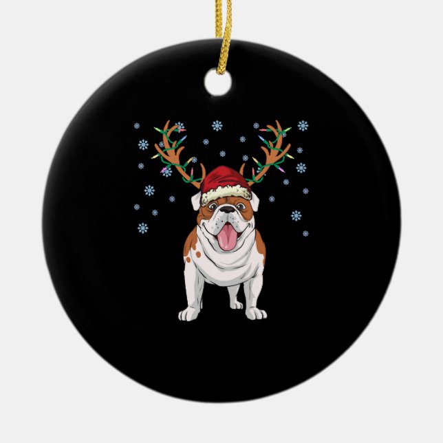 Hund av jultomtskål julgransprydnad keramik (Framsidan)