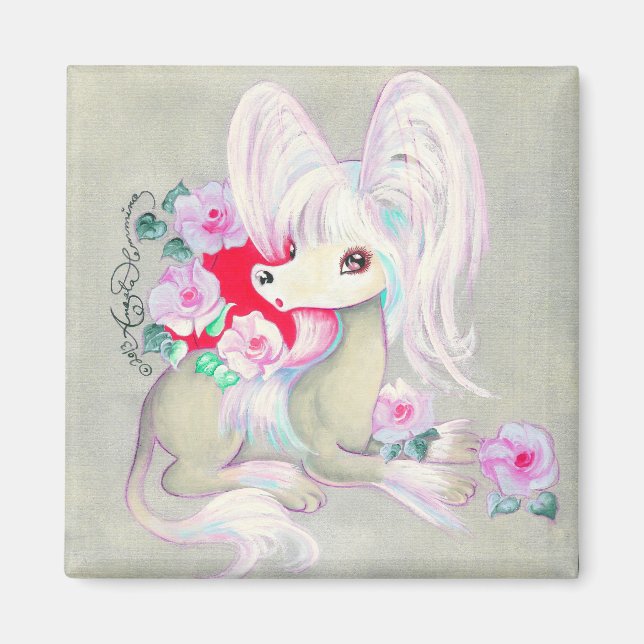 Hund av kinesisk bestred grumlig kute magnet (Framsidan)