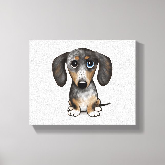 Hund av Merle Dachshund Cute Wiener Canvastryck (Framsida)