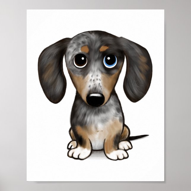 Hund av Merle Dachshund Cute Wiener Poster (Framsidan)