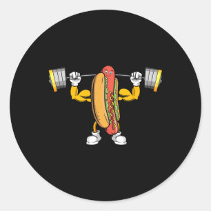 Hund av muskelHett Deadlift Bodybuilding Fitness Runt Klistermärke