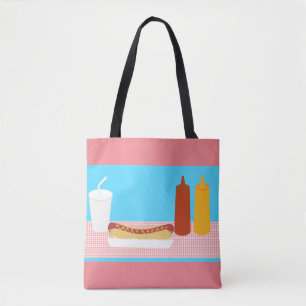 Hund av roligt Hett Lunch Illustration Design Art Tygkasse