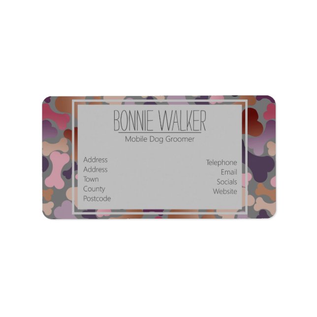 hund av sällskapsdjur med ben adressetikett (Framsidan)