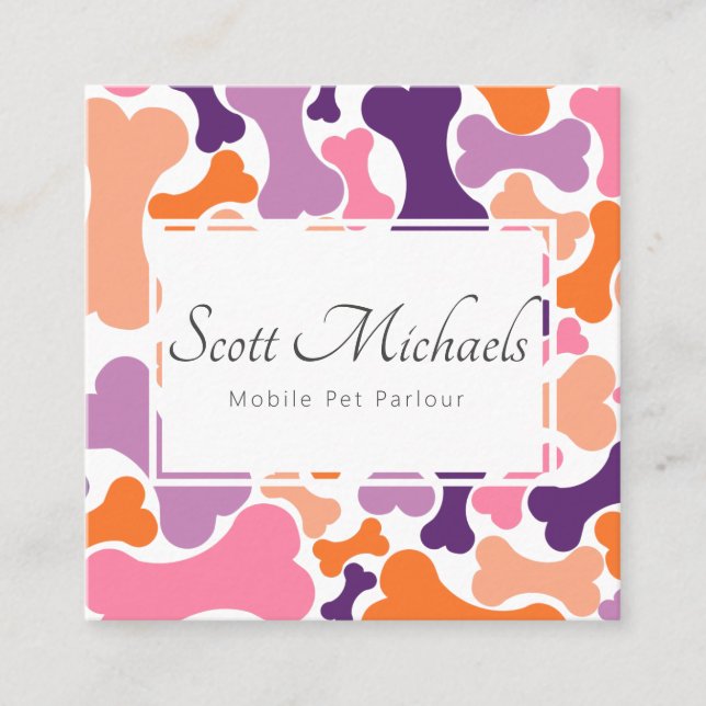 hund av sällskapsdjur med ben fyrkantigt visitkort (Framsida)