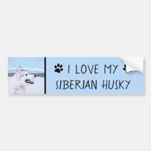 Hund av siberian husky (Silver och vitt) Bildekal