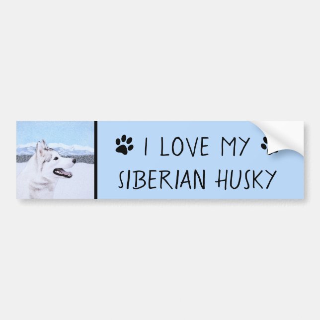 Hund av siberian husky (Silver och vitt) Bildekal (Framsidan)