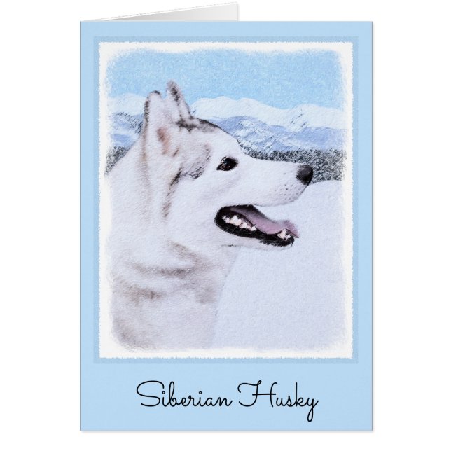 Hund av siberian husky (Silver och vitt) Hälsningskort (Framsidan)