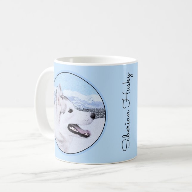 Hund av siberian husky (Silver och vitt) Kaffemugg (Framsida vänster)