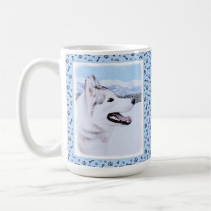 Hund av siberian husky (Silver och vitt) Kaffemugg