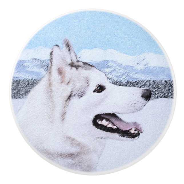 Hund av siberian husky (Silver och vitt) Knopp (Framsidan)