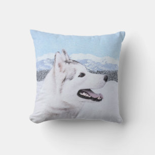 Hund av siberian husky (Silver och vitt) Kudde