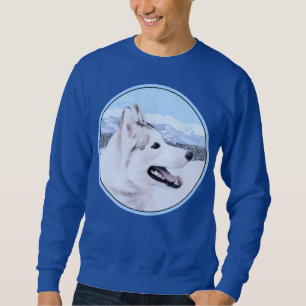 Hund av siberian husky (Silver och vitt) Lång Ärmad Tröja