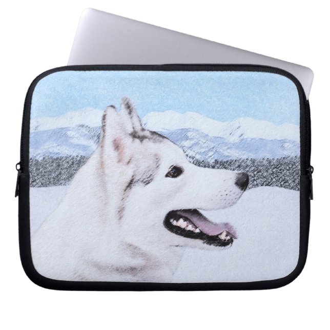 Hund av siberian husky (Silver och vitt) Laptop Fodral (Framsidan)