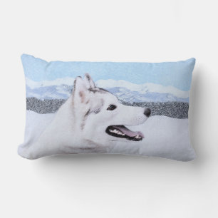 Hund av siberian husky (Silver och vitt) Lumbarkudde