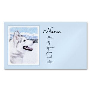 Hund av siberian husky (Silver och vitt) Magnetiska Visitkort