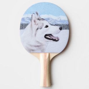 Hund av siberian husky (Silver och vitt) Pingisracket