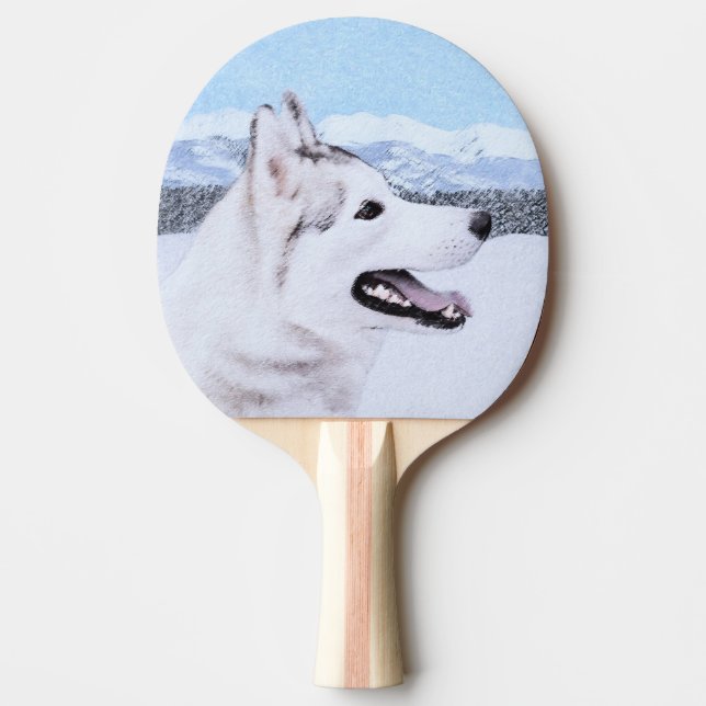 Hund av siberian husky (Silver och vitt) Pingisracket (Framsidan)