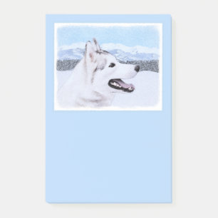hund av siberian husky (Silver och vitt) Post-it Block