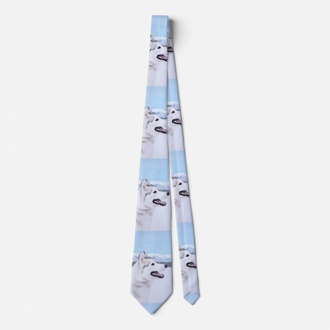 Hund av siberian husky (Silver och vitt) Slips (Framsida)