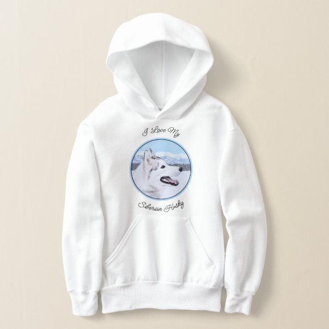 Hund av siberian husky (Silver och vitt) T Shirt (Laydown)