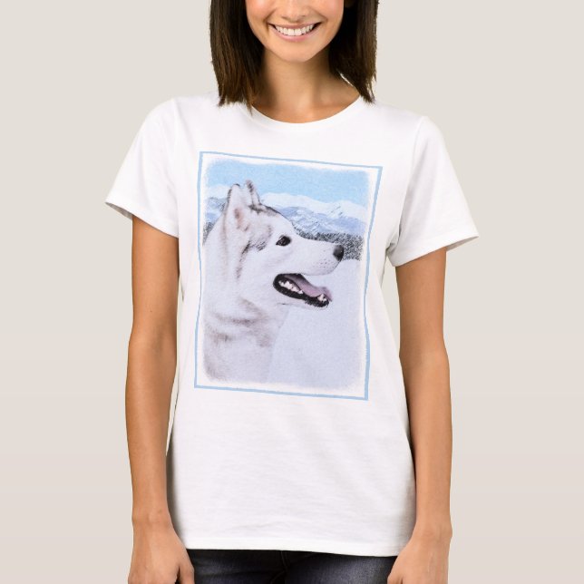 Hund av siberian husky (Silver och vitt) T-shirt (Framsida)