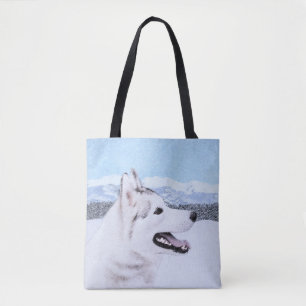 Hund av siberian husky (Silver och vitt) Tygkasse